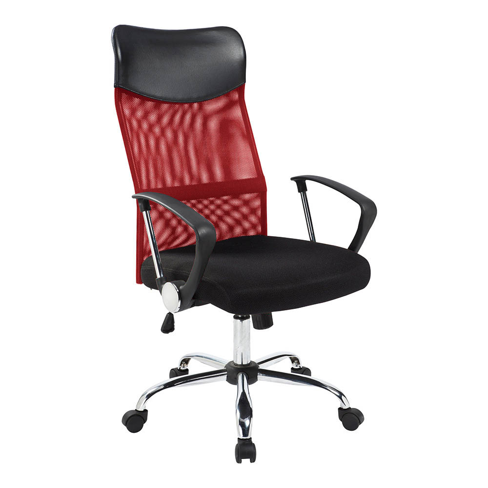 Ergonomiczne Krzesło Biurowe Z Podwyższonym Oparciem, W 3 Kolorach - Czerwone