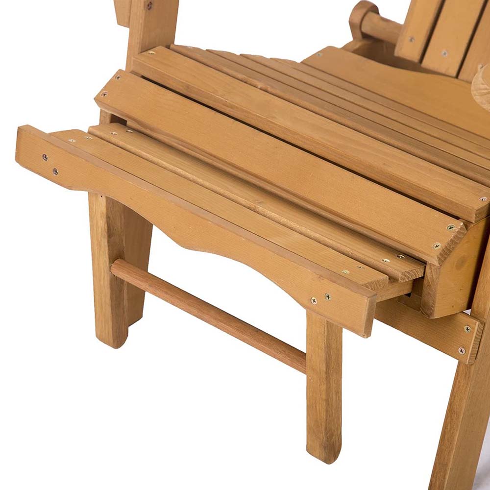 Drewniane Krzesło Ogrodowe Z Wysuwanym Podnóżkiem-naturalne