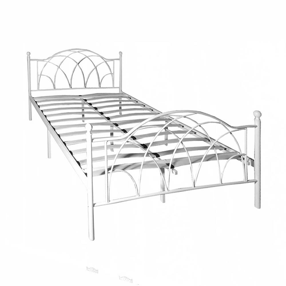 Metalowa Rama łóżka Lotti Ze Stelażem W Prezencie, Dostępne W Kilku Wymiarach I Kolorach-160x200 Cm-owa-biała