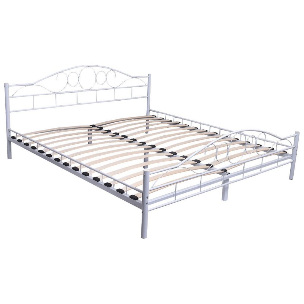 Metalowa Rama łóżka Mimi Ze Stelażem W Prezencie, Dostępne W Kilku Wymiarach I Kolorach-140x200cm-owa-biała