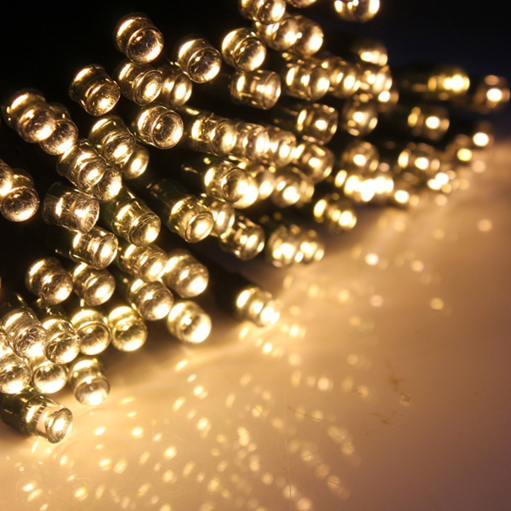 Lampki Solarne, Ozdobne, 100 Diod LED-20 Metrowy-ciepła Biel