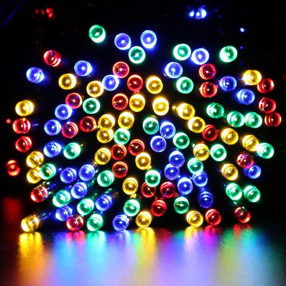 Lampki Solarne, Ozdobne, 100 Diod LED-10 Metrowy-kolorowy