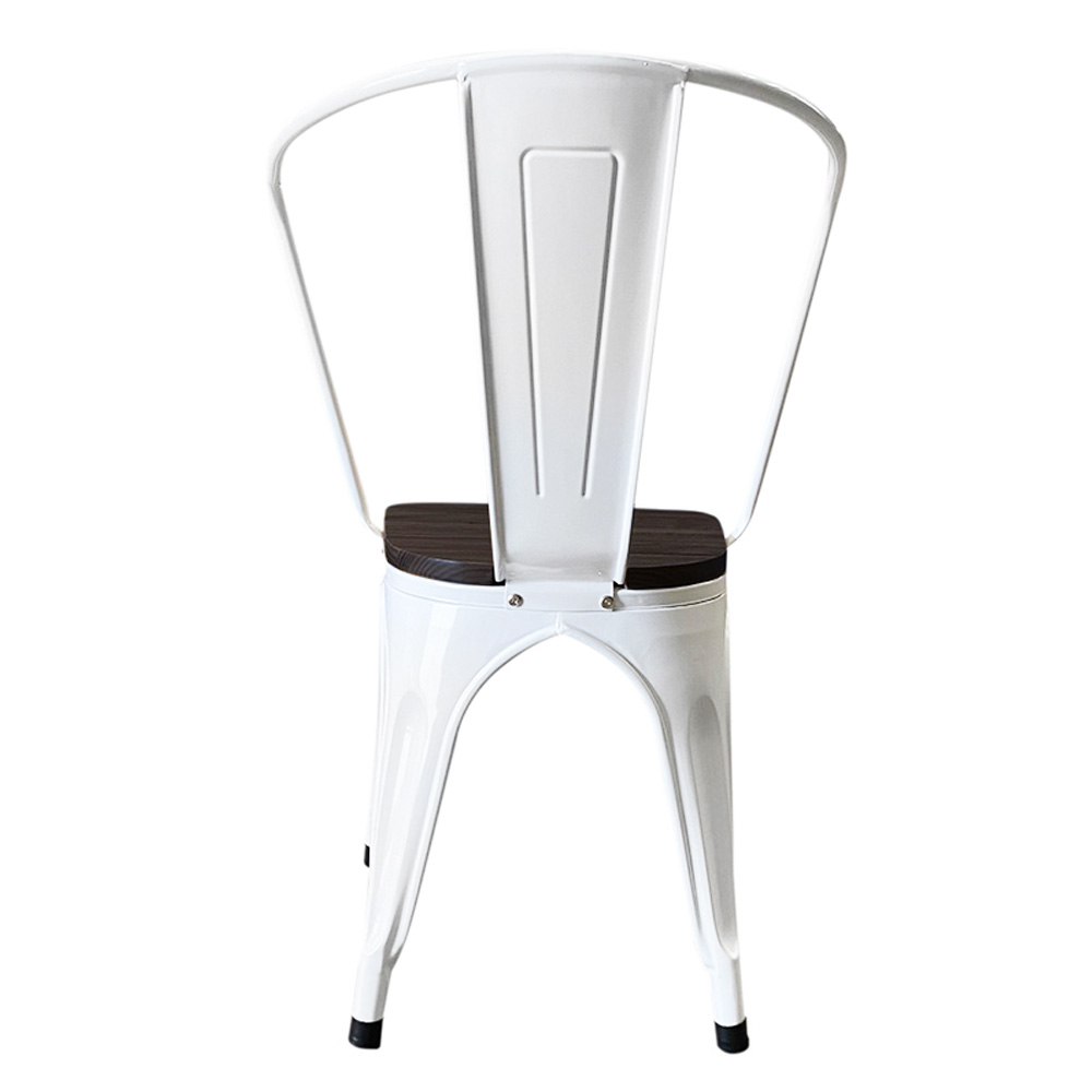 Krzesło Metalowe Do Jadalni Panni, 2 Szt-ciemne Siedzisko Drewniane