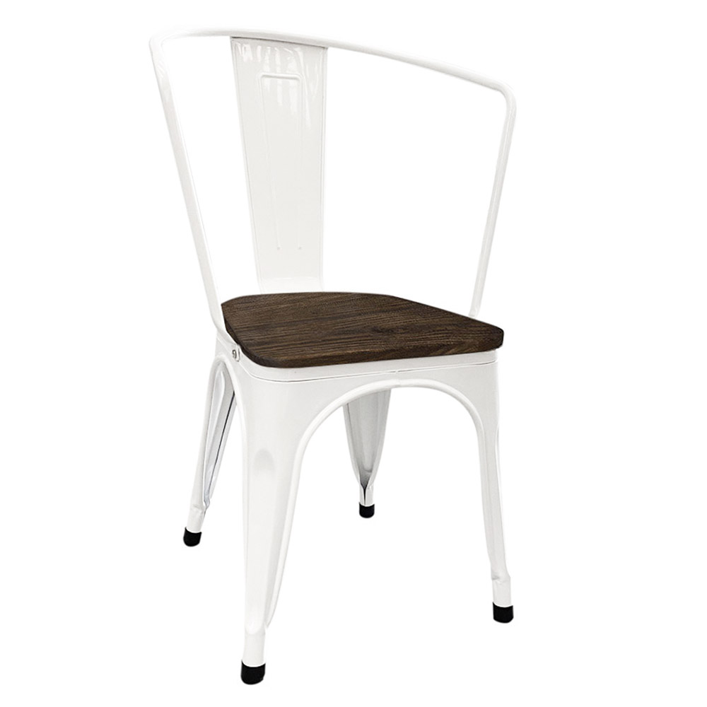 Krzesło Metalowe Do Jadalni Panni, 2 Szt-ciemne Siedzisko Drewniane