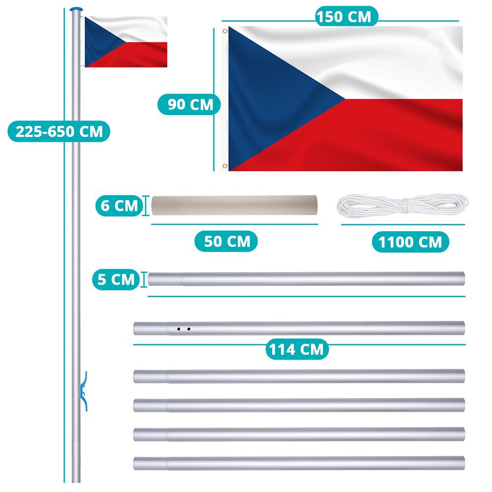 Maszt 90x150cm Z Czeską Flagą