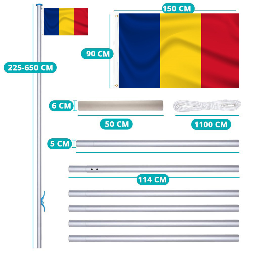 Maszt 90x150cm Z Rumuńską Flagą